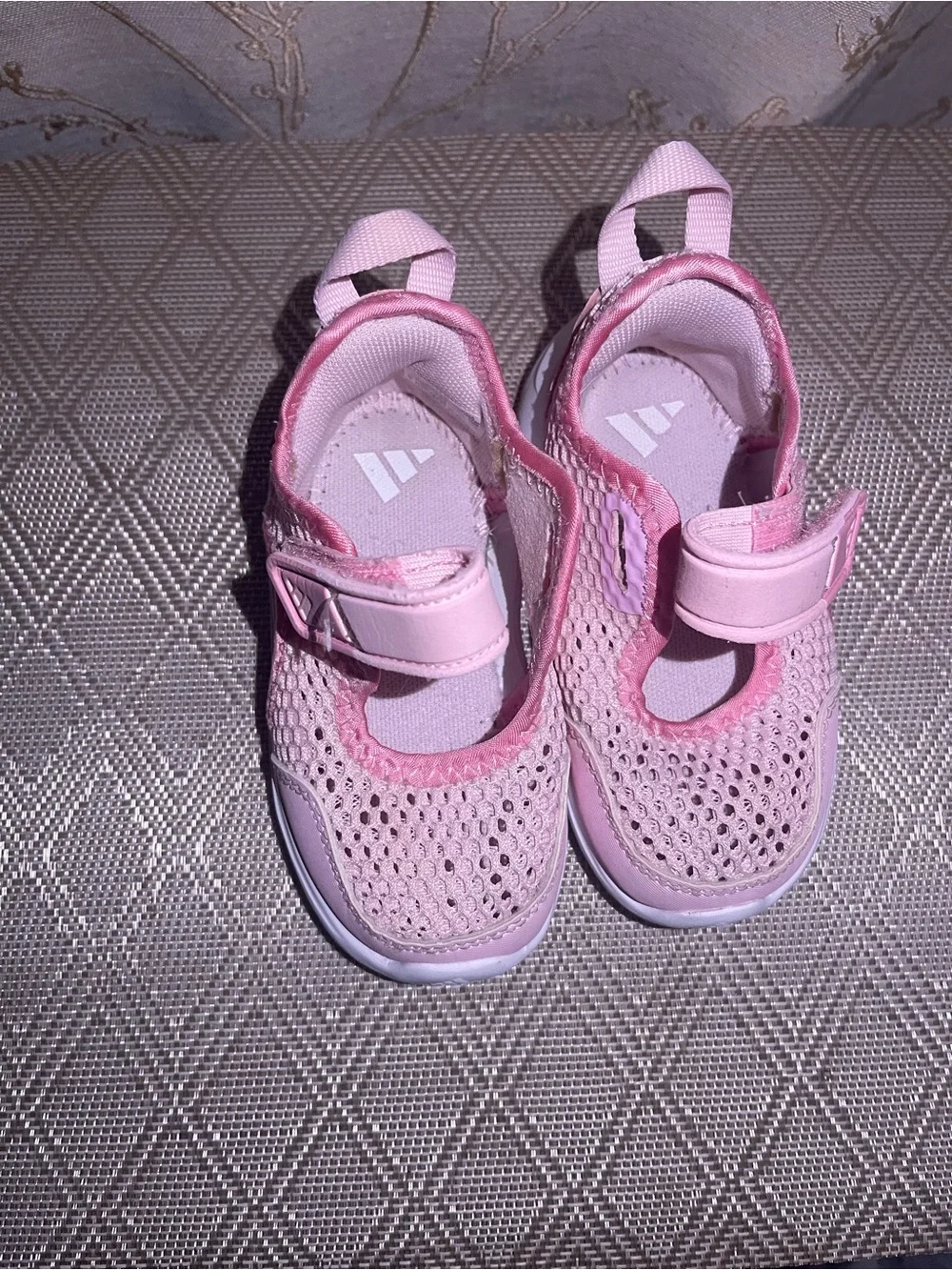 adidas Girls' Pink Mesh Water Shoes with Hook-and-Loop Strap